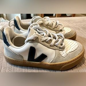 White and blue veja sneakers